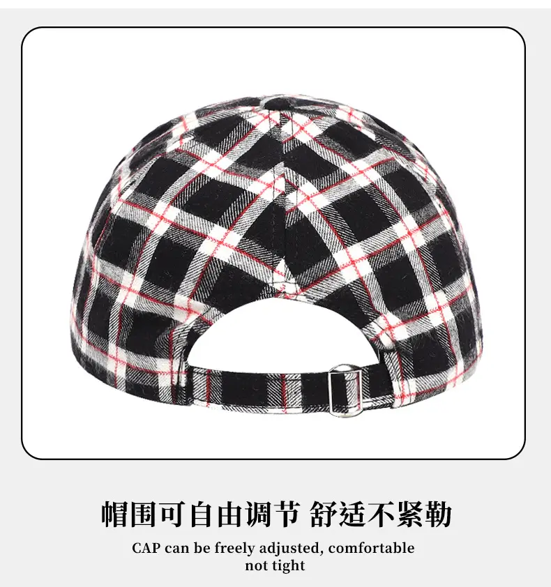 Women Plaid Duck Tongue Hat Black Spring Summer — feature 9