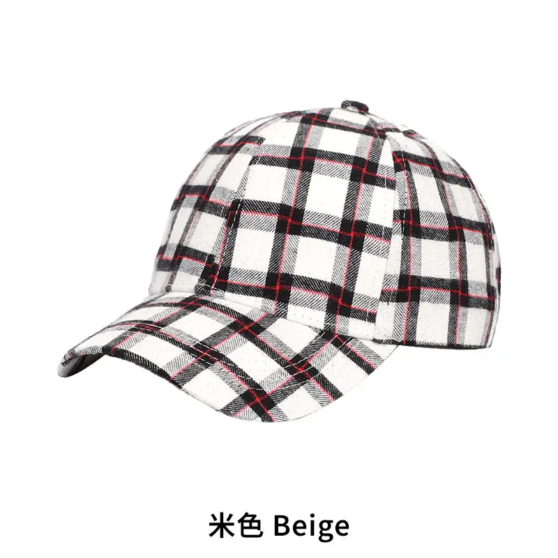 Women Plaid Duck Tongue Hat Black Spring Summer