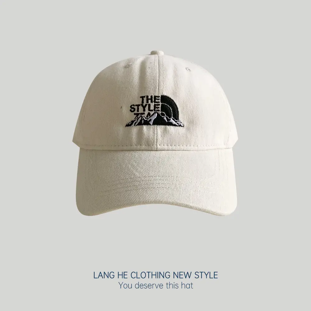 Men's White Embroidered Mountain Peak Baseball Cap - Image 11