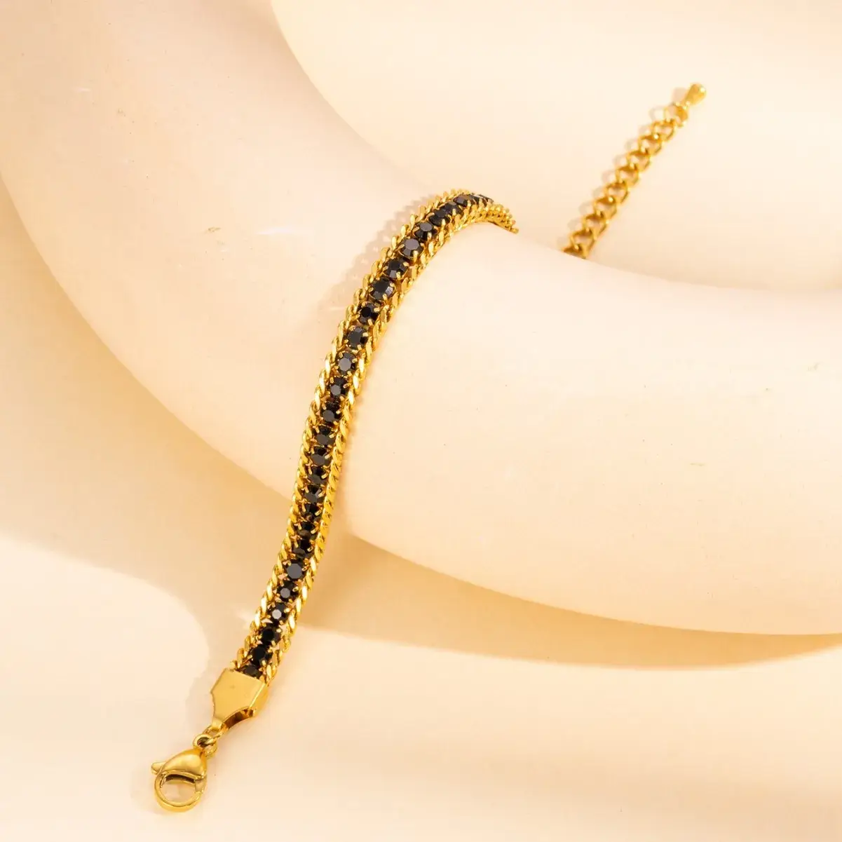 Luxury Titanium Bracelet with Micro-Inlay & Three-Layer Design
