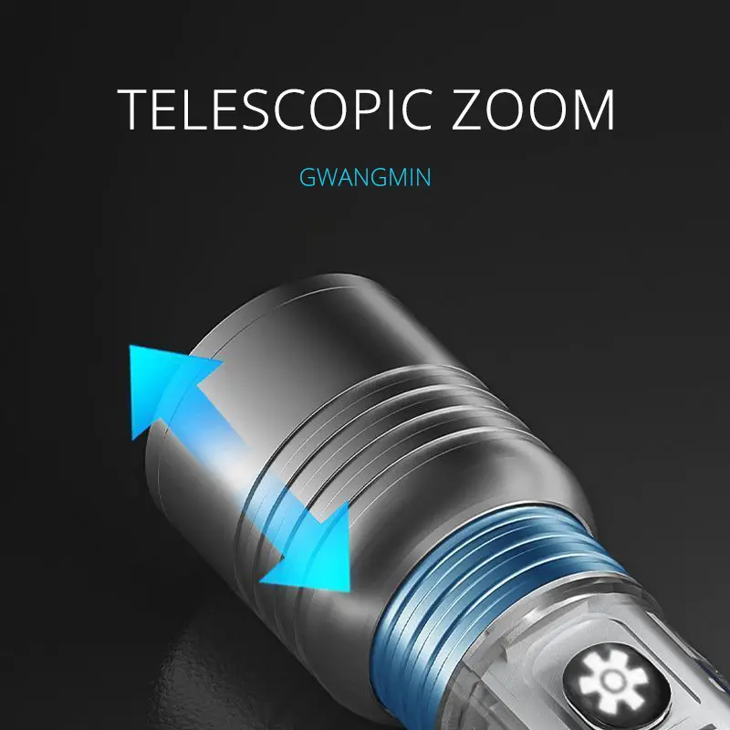 Cross-border Mini Zoom Laser Flashlight Steel Clip Fast Charging