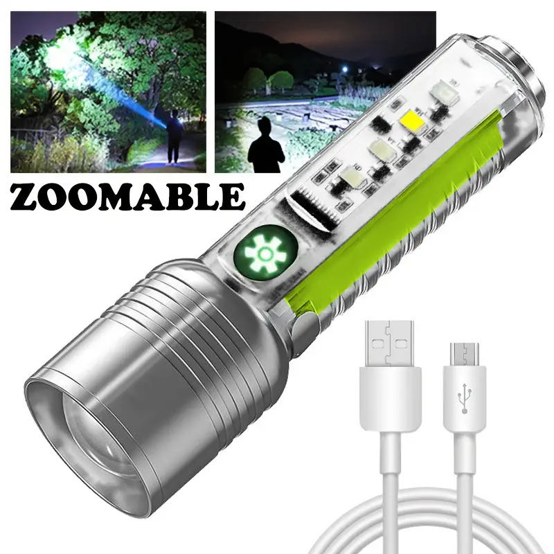Cross-border Mini Zoom Laser Flashlight Steel Clip Fast Charging — feature 10