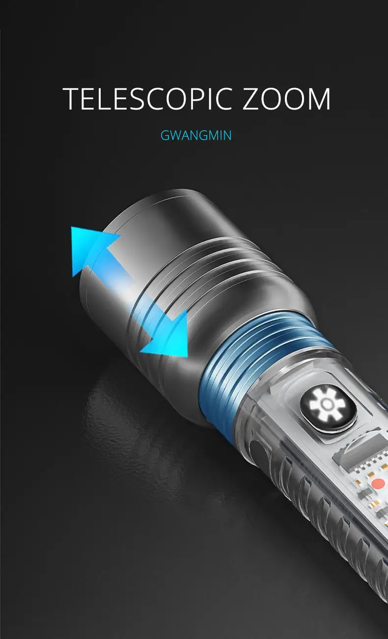 Cross-border Mini Zoom Laser Flashlight Steel Clip Fast Charging — feature 11