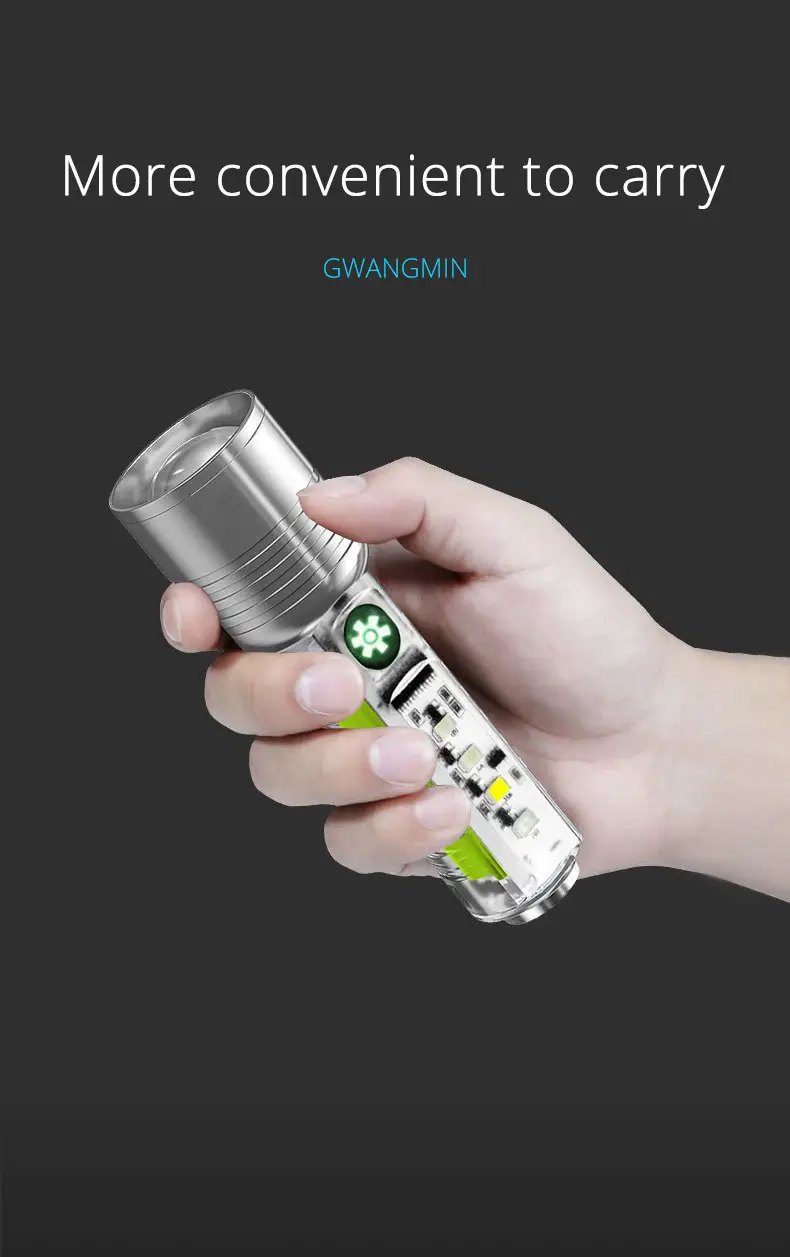 Cross-border Mini Zoom Laser Flashlight Steel Clip Fast Charging — feature 18