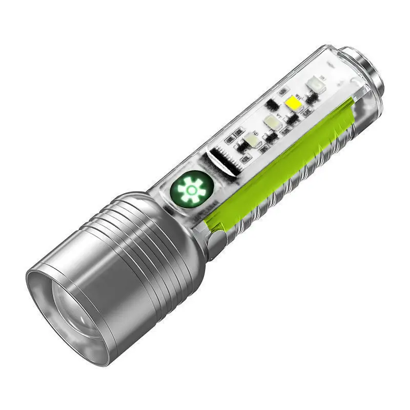Cross-border Mini Zoom Laser Flashlight Steel Clip Fast Charging