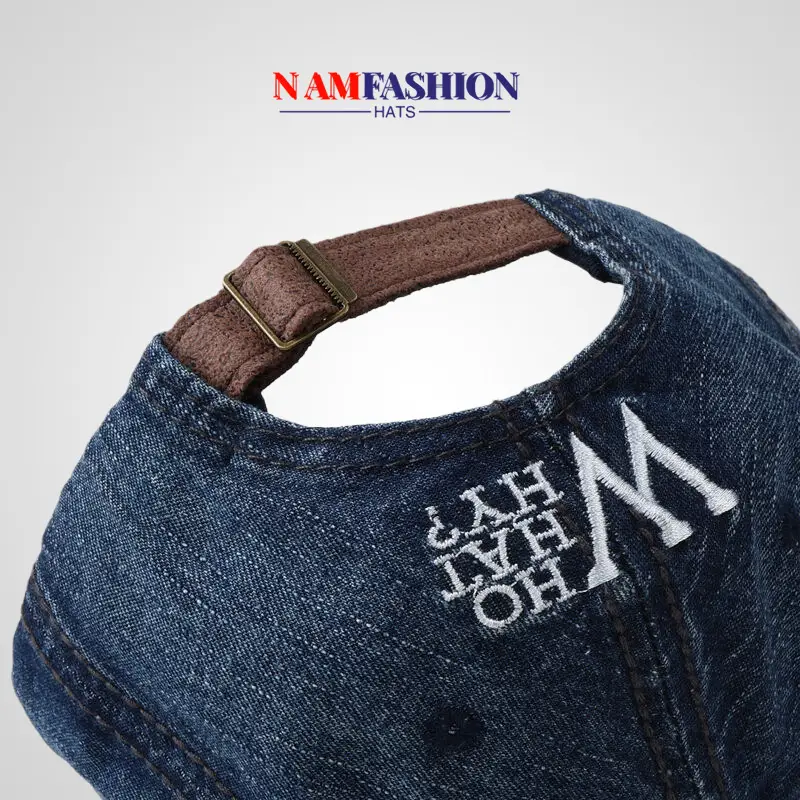 Women Denim Baseball Cap Wide Brim American Retro