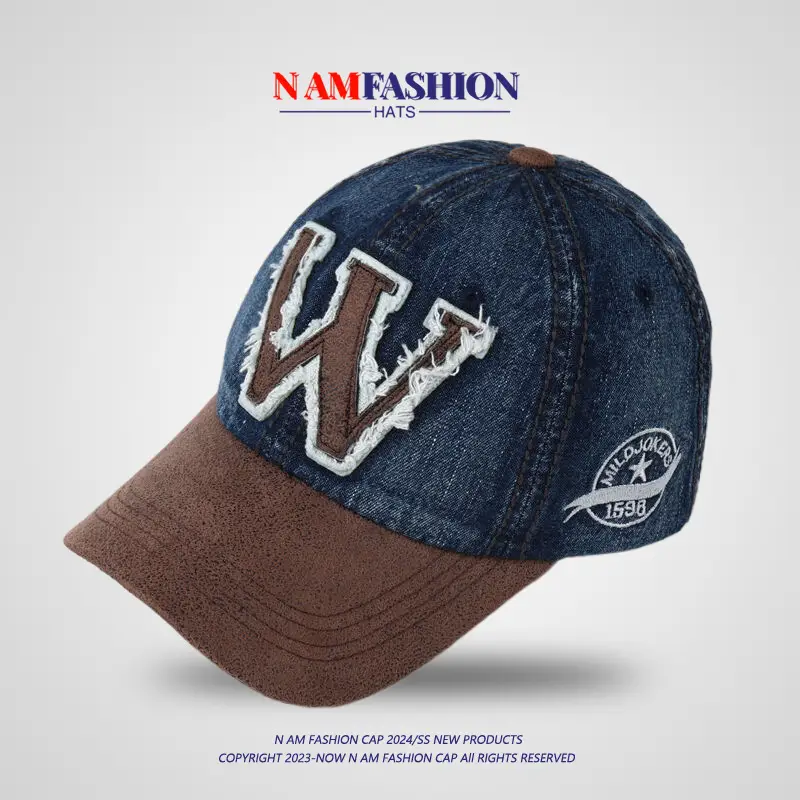 Women Denim Baseball Cap Wide Brim American Retro — feature 10