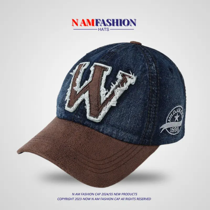 Women Denim Baseball Cap Wide Brim American Retro — feature 2
