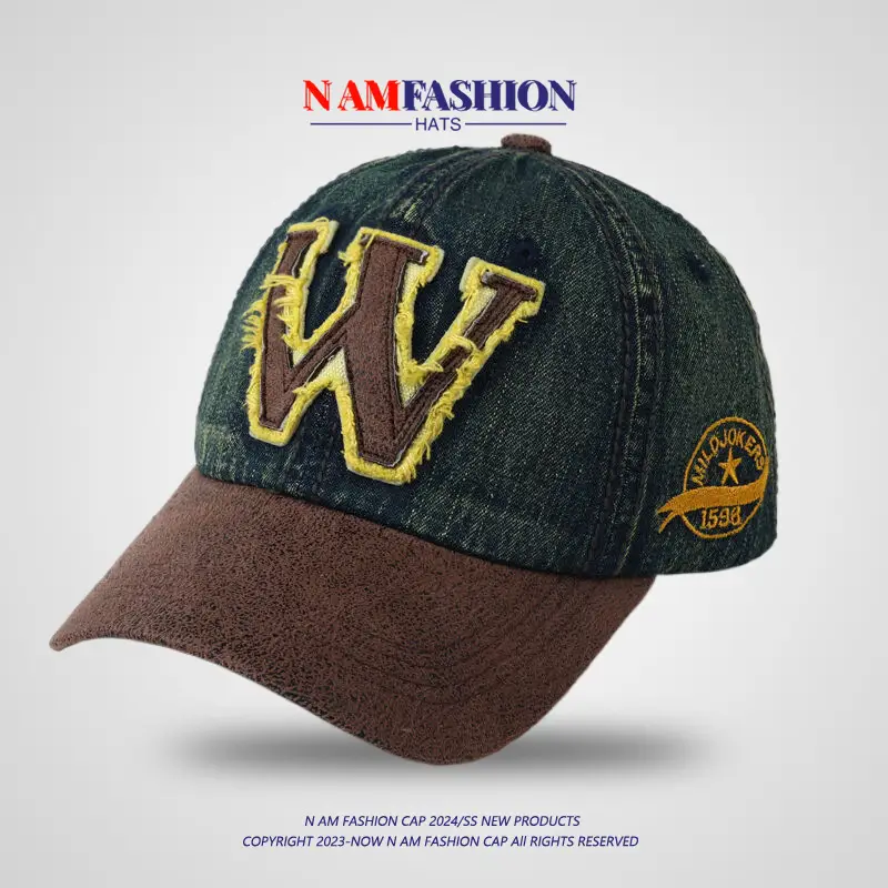 Women Denim Baseball Cap Wide Brim American Retro — feature 4