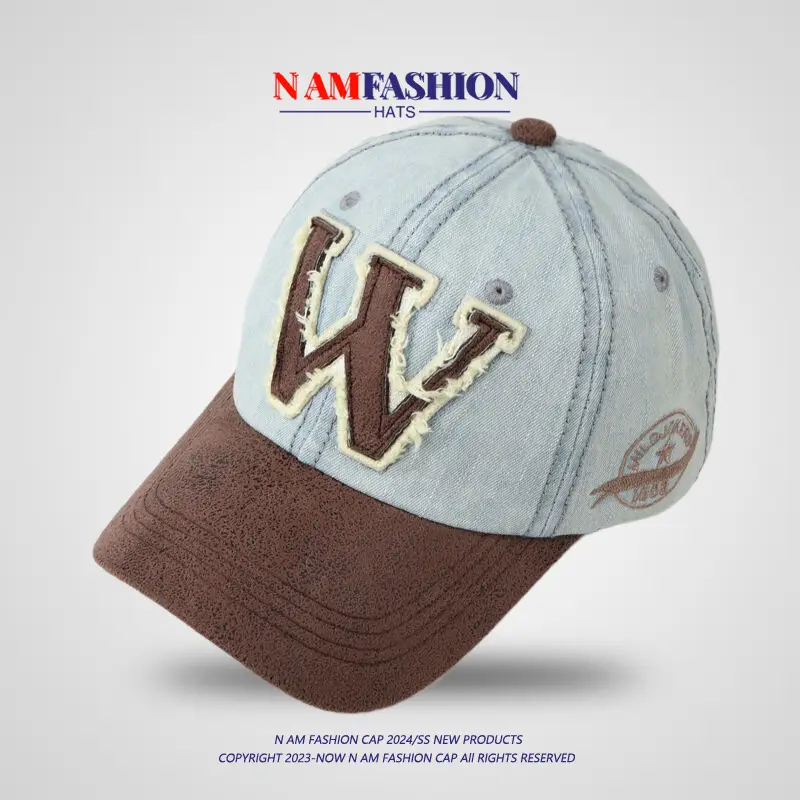 Women Denim Baseball Cap Wide Brim American Retro — feature 7