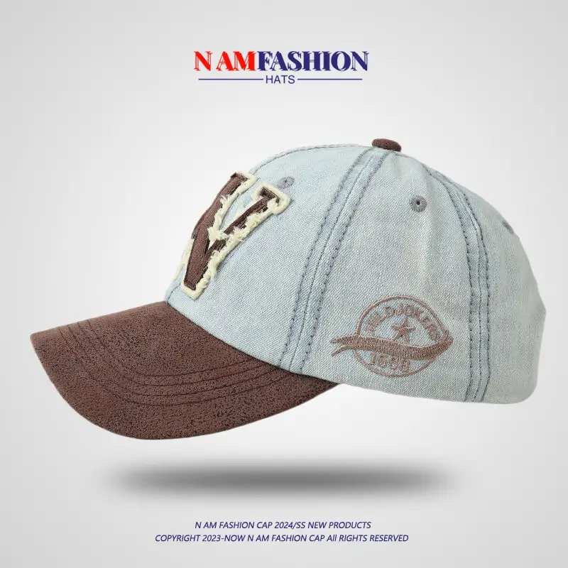 Women Denim Baseball Cap Wide Brim American Retro — feature 8