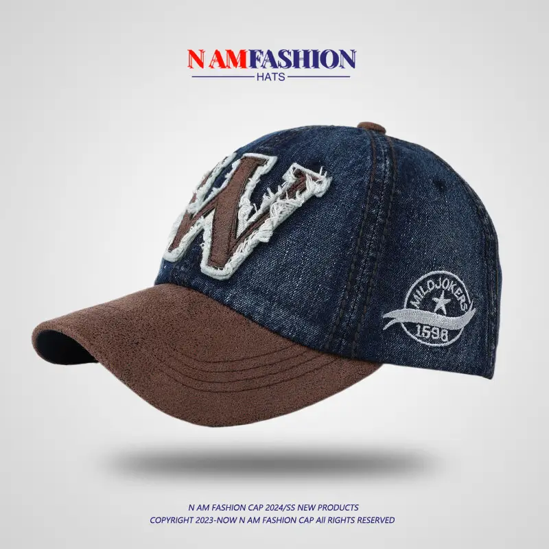 Women Denim Baseball Cap Wide Brim American Retro — feature 9