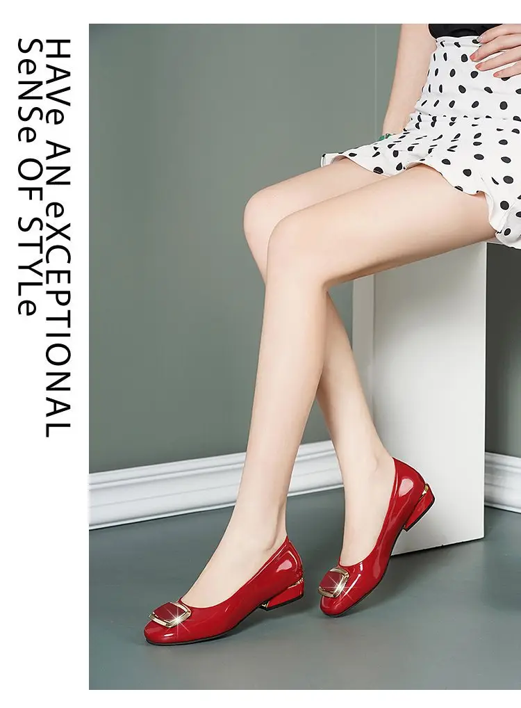 Single-layer Shoes Women's Soft Leather Summer 2024 New Korean Style Low Heel Thick Heel Casual All-match Shallow Mouth Slip-on Leather Shoes — feature 17