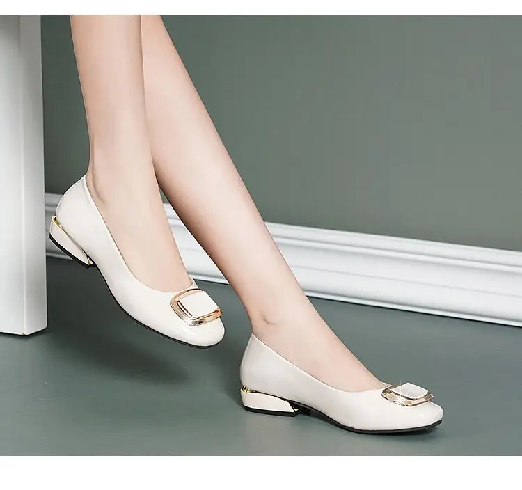 Single-layer Shoes Women's Soft Leather Summer 2024 New Korean Style Low Heel Thick Heel Casual All-match Shallow Mouth Slip-on Leather Shoes — feature 22