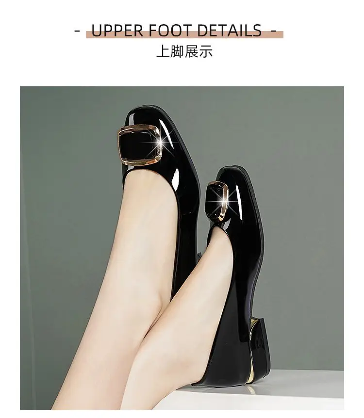 Single-layer Shoes Women's Soft Leather Summer 2024 New Korean Style Low Heel Thick Heel Casual All-match Shallow Mouth Slip-on Leather Shoes — feature 7