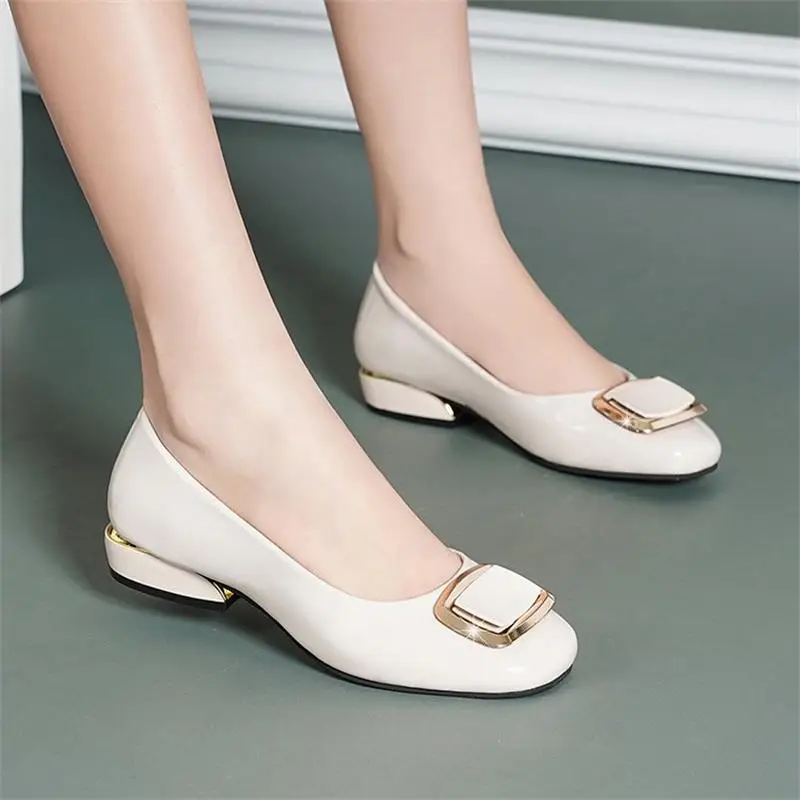Single-layer Shoes Women's Soft Leather Summer 2024 New Korean Style Low Heel Thick Heel Casual All-match Shallow Mouth Slip-on Leather Shoes - Image 2