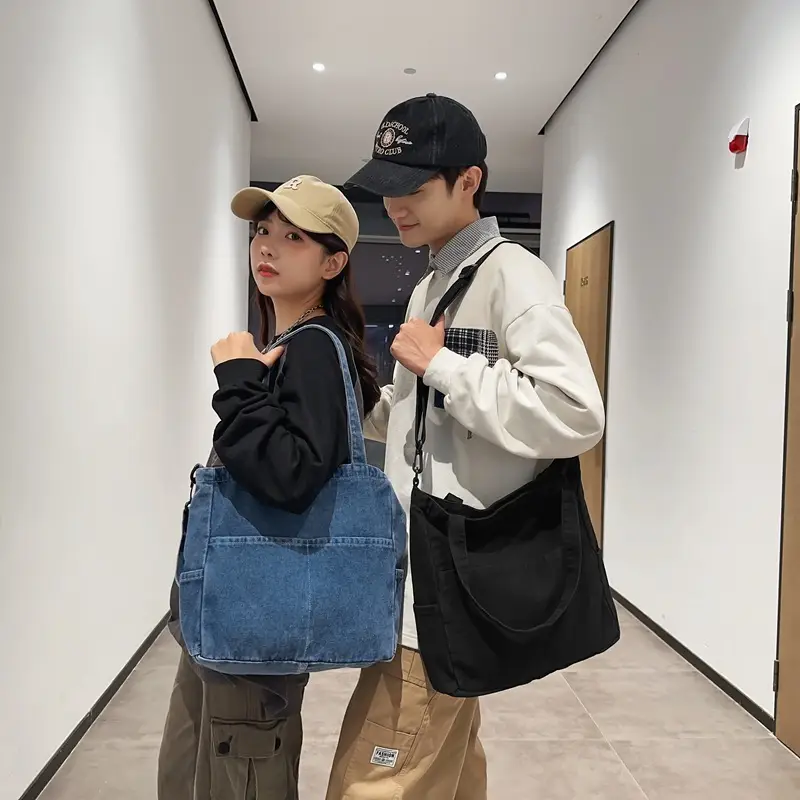 New Japanese Denim Shoulder Bag for Men Women Ruiying Large Capacity Crossbody Bag - Image 4