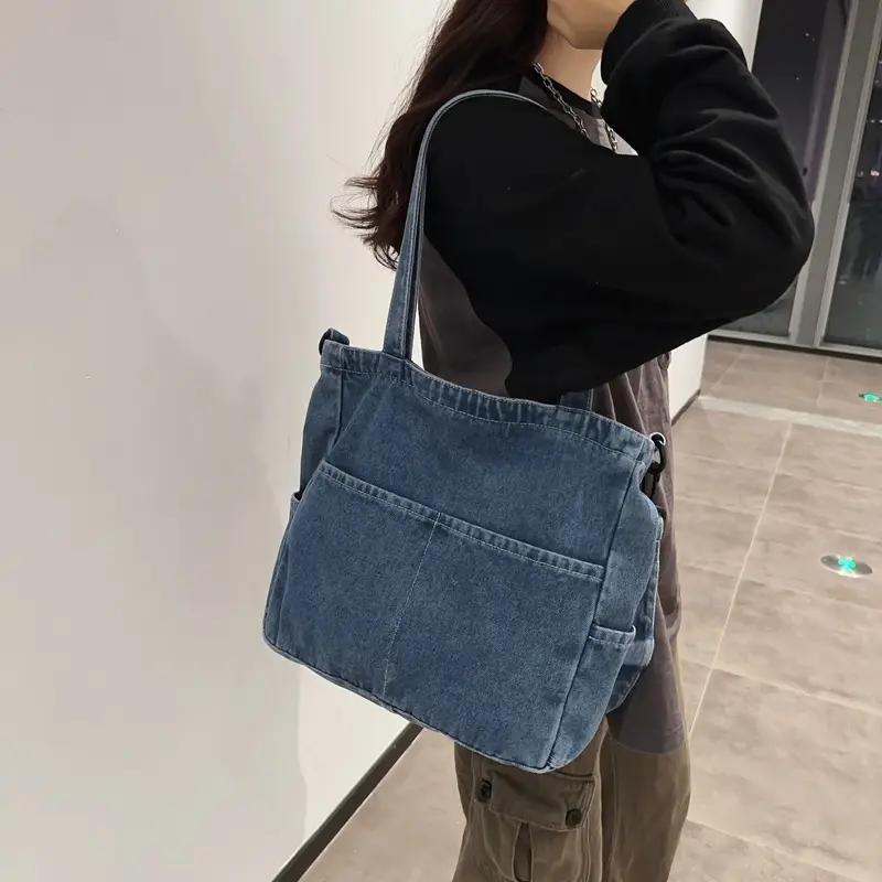 New Japanese Denim Shoulder Bag for Men Women Ruiying Large Capacity Crossbody Bag - Image 6