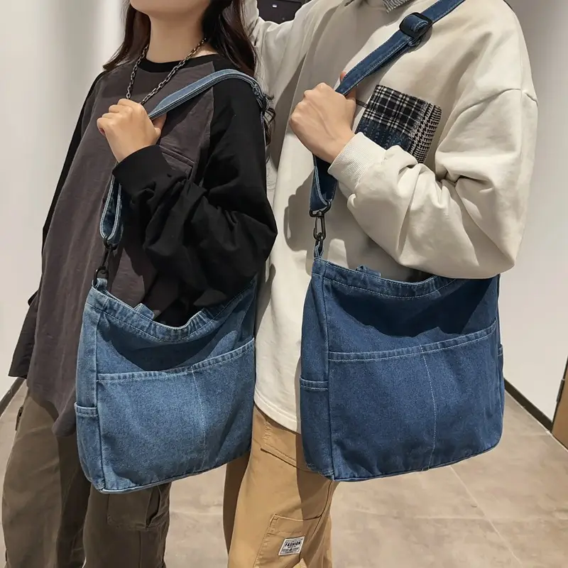 New Japanese Denim Shoulder Bag for Men Women Ruiying Large Capacity Crossbody Bag - Image 7