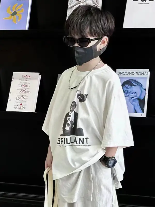 Boys T-Shirt White Cartoon Brilliant 2025 Summer