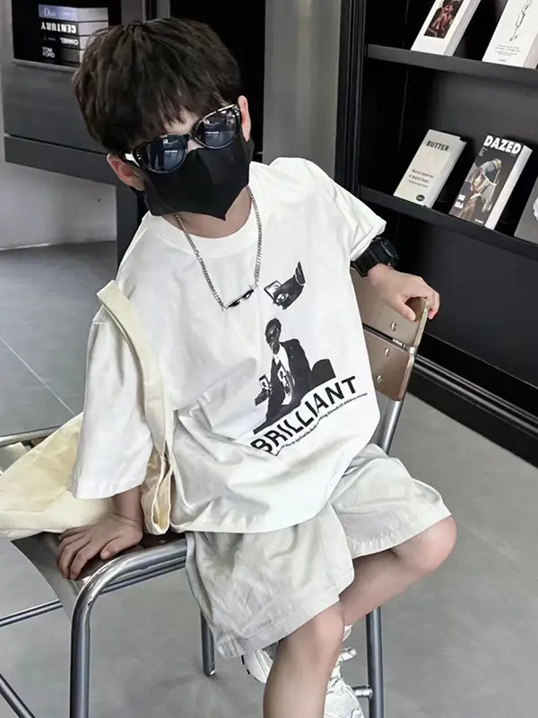 Boys T-Shirt White Cartoon Brilliant 2025 Summer