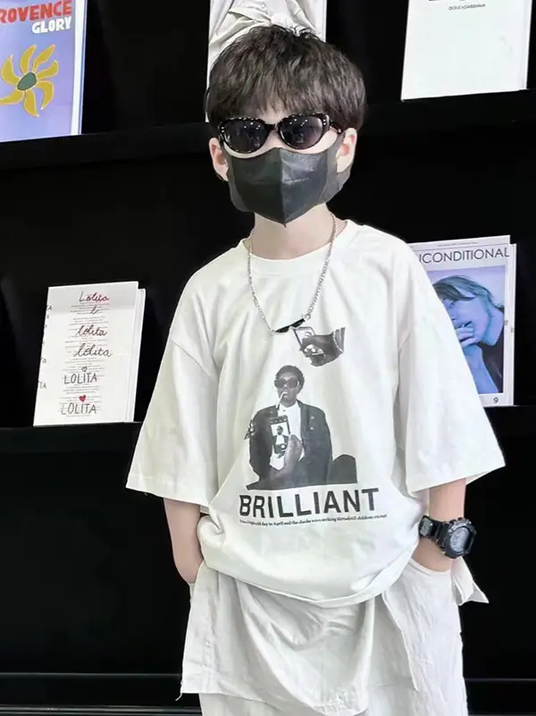 Boys T-Shirt White Cartoon Brilliant 2025 Summer