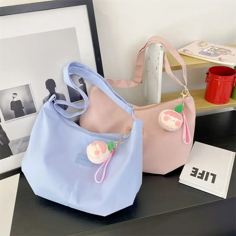 2024 Women's Nylon Shoulder Bag with Keychain
