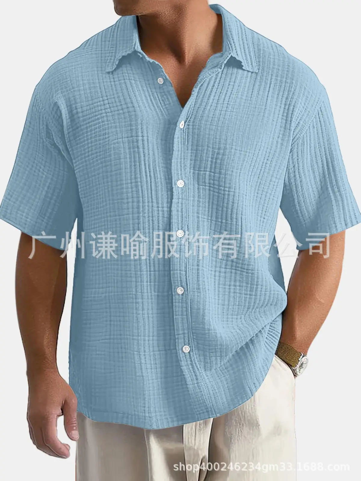 Men's Plus Size Cotton Shirts Summer Button Collar - Image 10