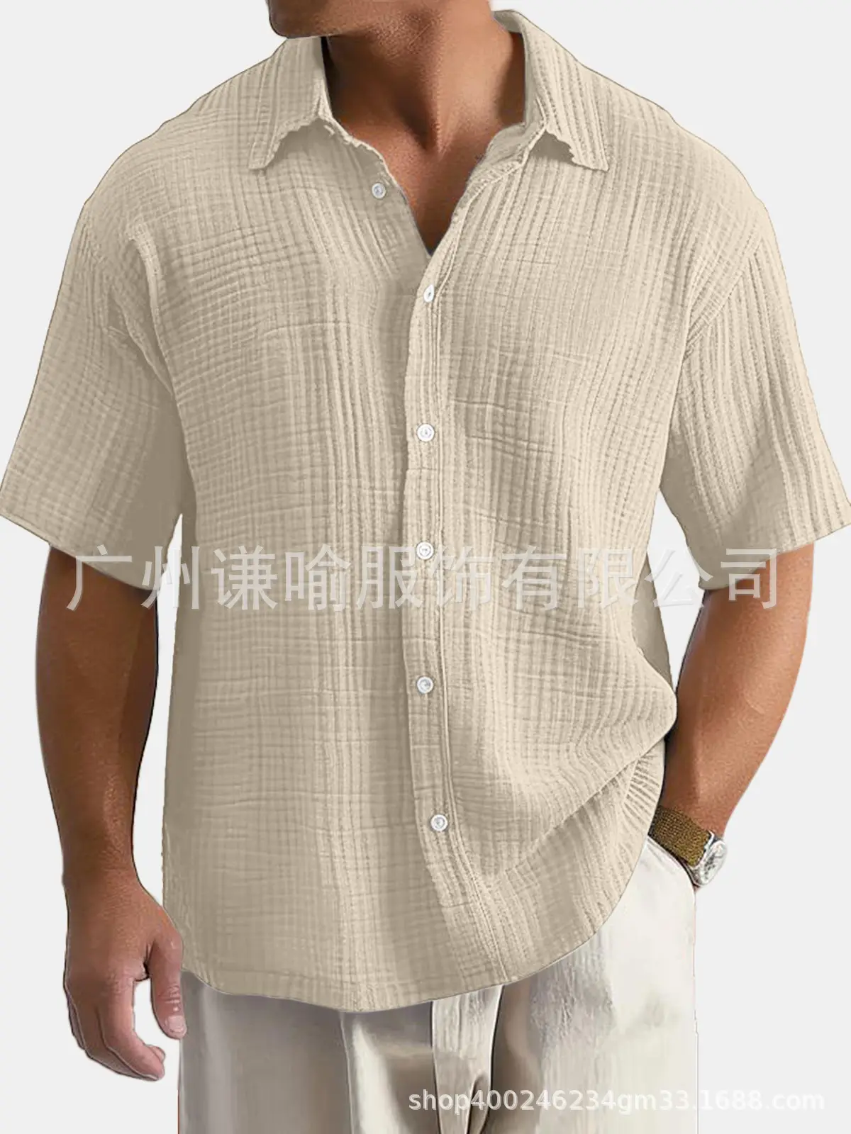 Men's Plus Size Cotton Shirts Summer Button Collar — feature 7