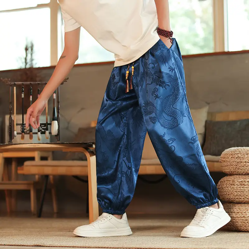 Cross-border Plus Size Dragon Pattern Dark Flower Pants - Image 5