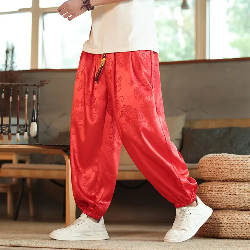 Cross-border Plus Size Dragon Pattern Dark Flower Pants - Image 6