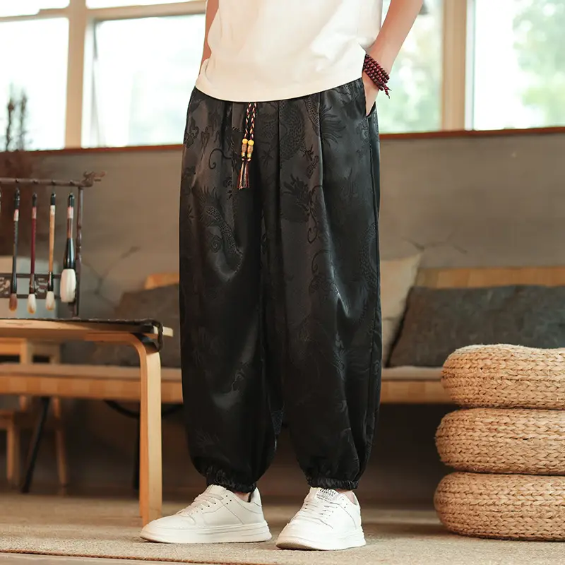 Cross-border Plus Size Dragon Pattern Dark Flower Pants - Image 2