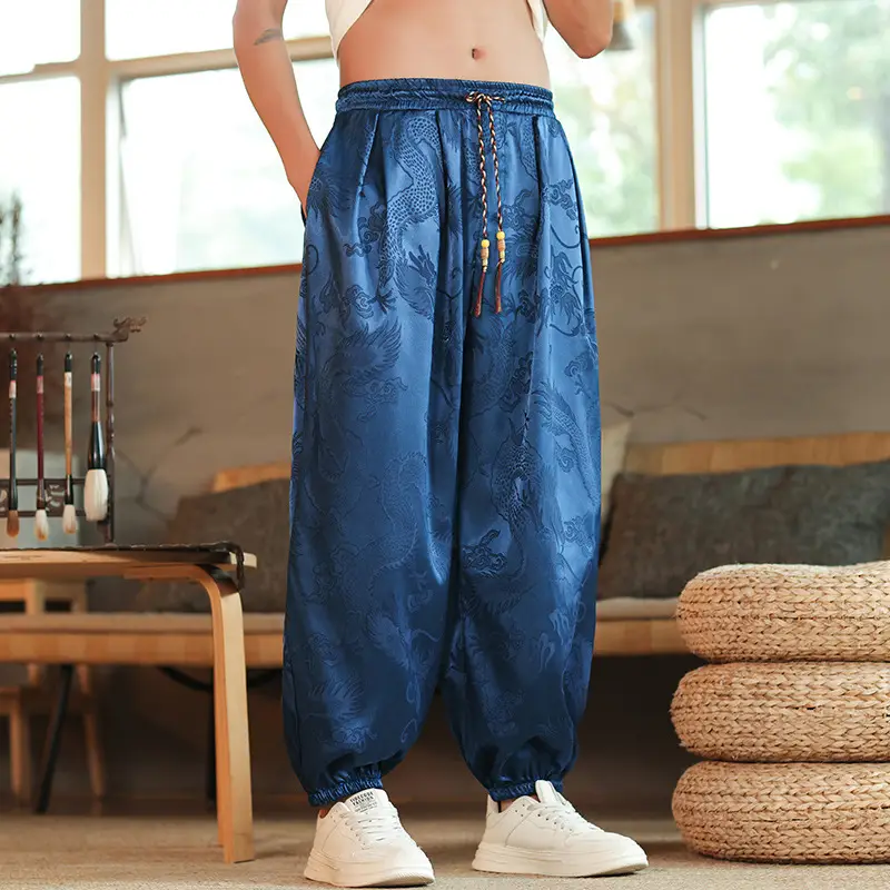 Cross-border Plus Size Dragon Pattern Dark Flower Pants - Image 4