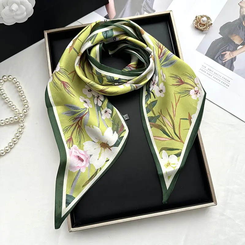 Long Silk Scarf Hair Belt Women Spring Autumn Matching Set