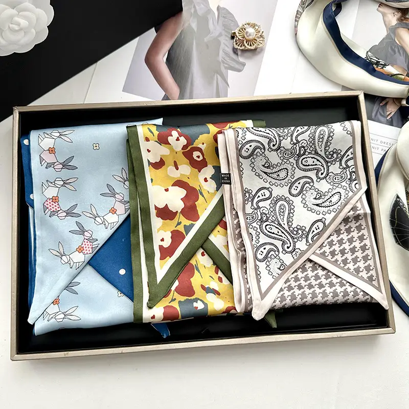 Long Silk Scarf Hair Belt Women Spring Autumn Matching Set
