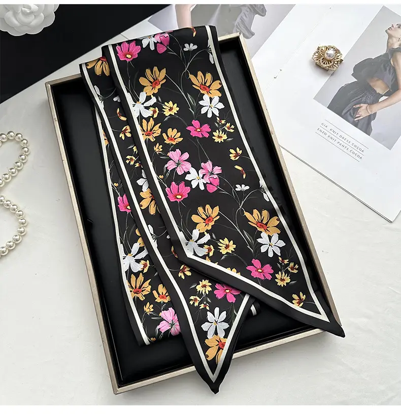 Long Silk Scarf Hair Belt Women Spring Autumn Matching Set — feature 12