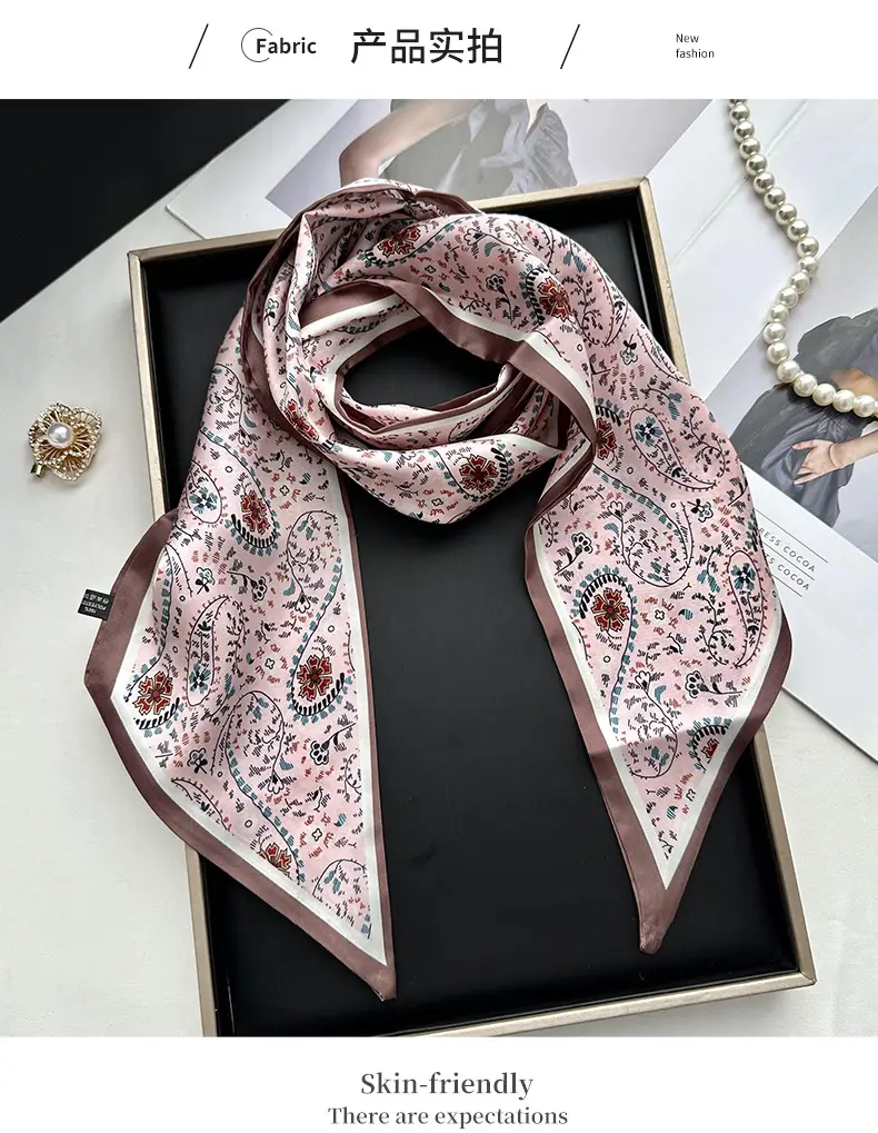 Long Silk Scarf Hair Belt Women Spring Autumn Matching Set — feature 7