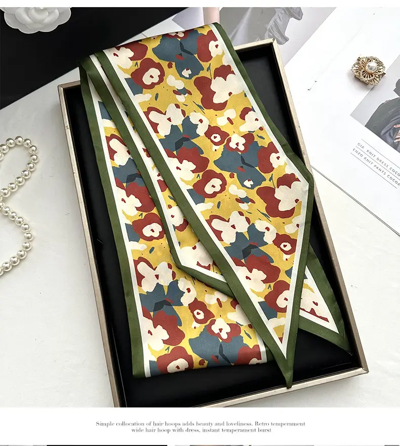 Long Silk Scarf Hair Belt Women Spring Autumn Matching Set — feature 8