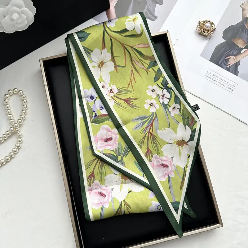 Long Silk Scarf Hair Belt Women Spring Autumn Matching Set