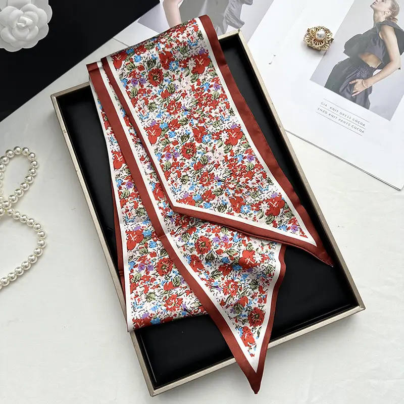Long Silk Scarf Hair Belt Women Spring Autumn Matching Set