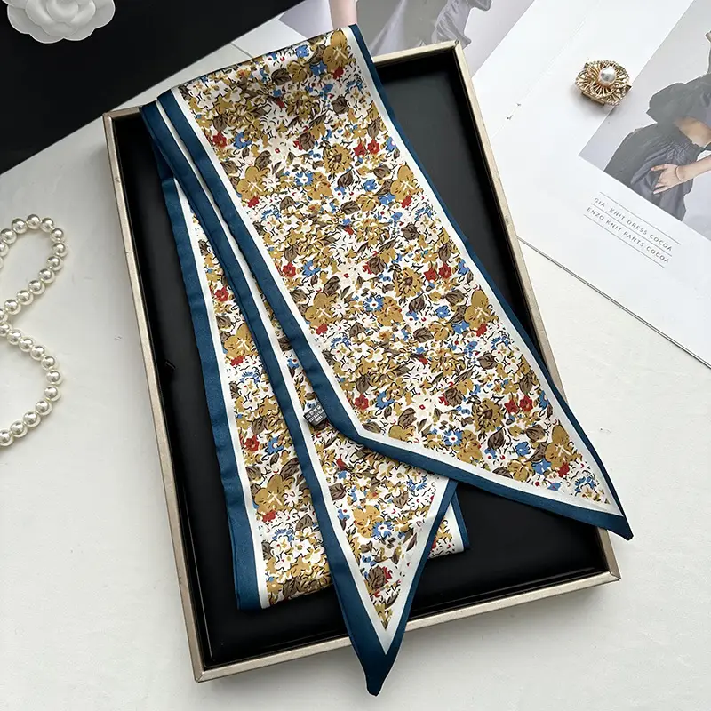 Long Silk Scarf Hair Belt Women Spring Autumn Matching Set