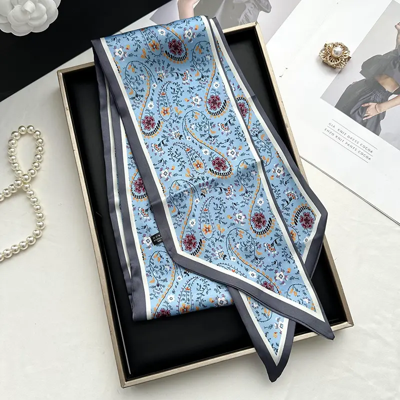 Long Silk Scarf Hair Belt Women Spring Autumn Matching Set
