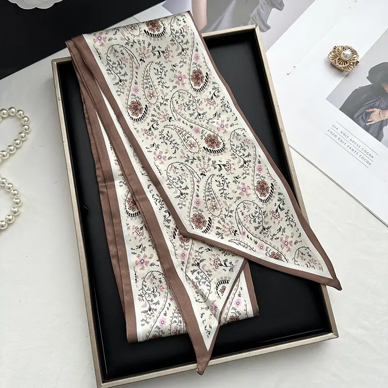 Long Silk Scarf Hair Belt Women Spring Autumn Matching Set