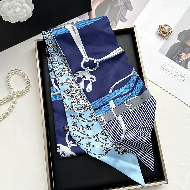 Long Silk Scarf Hair Belt Women Spring Autumn Matching Set