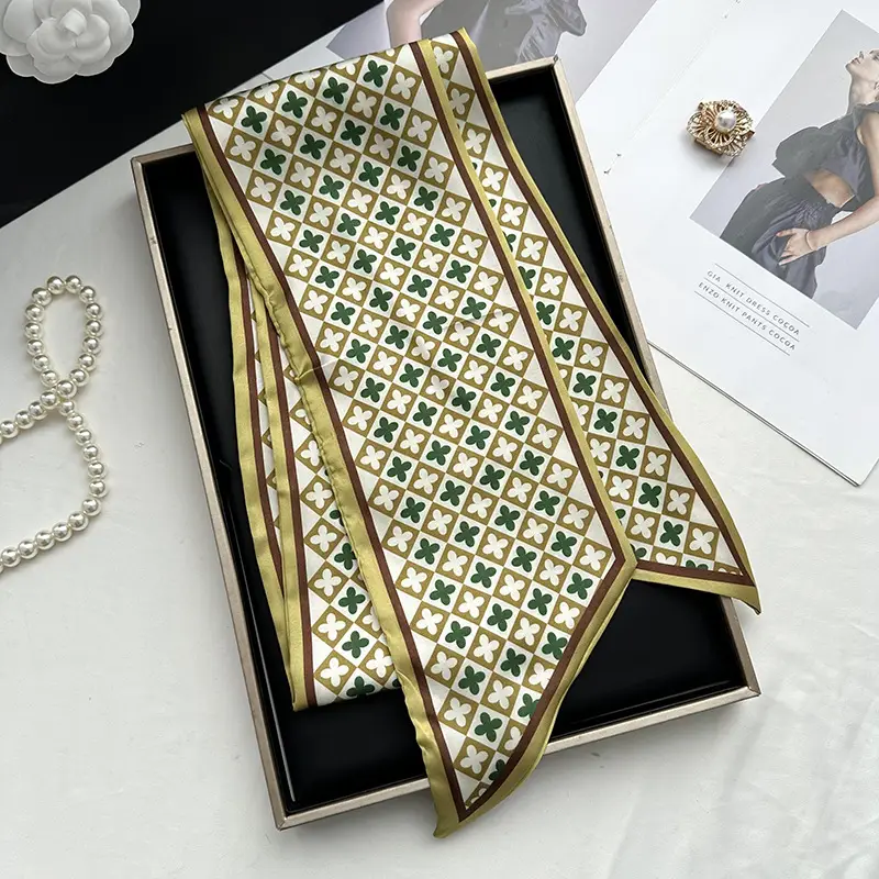 Long Silk Scarf Hair Belt Women Spring Autumn Matching Set