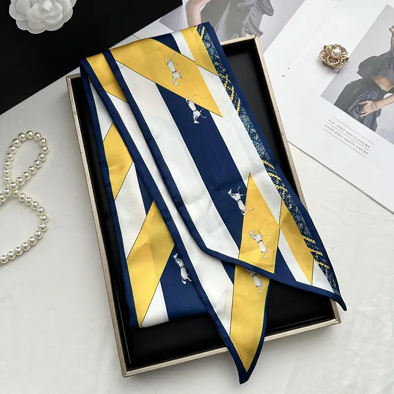Long Silk Scarf Hair Belt Women Spring Autumn Matching Set