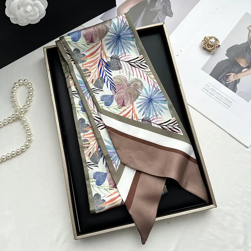 Long Silk Scarf Hair Belt Women Spring Autumn Matching Set