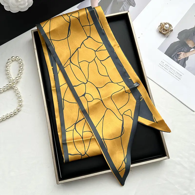 Long Silk Scarf Hair Belt Women Spring Autumn Matching Set