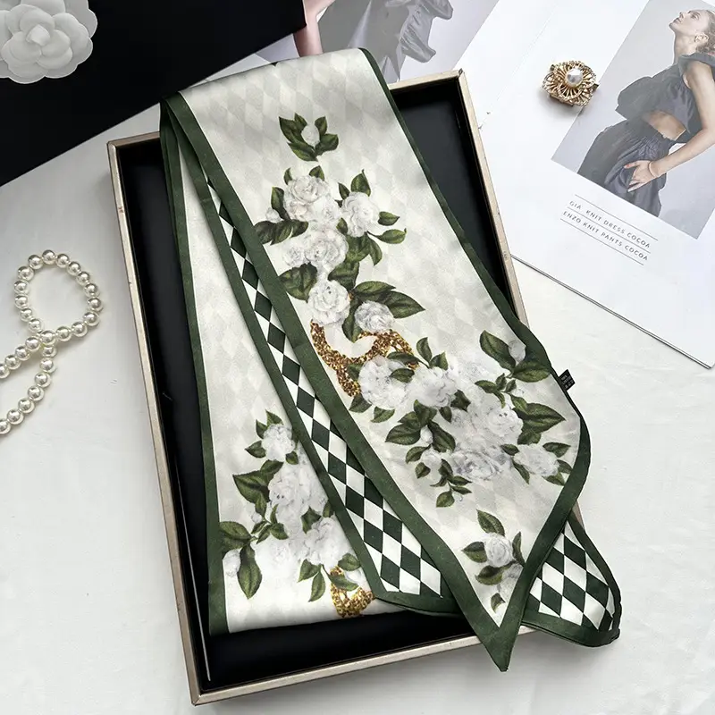 Long Silk Scarf Hair Belt Women Spring Autumn Matching Set