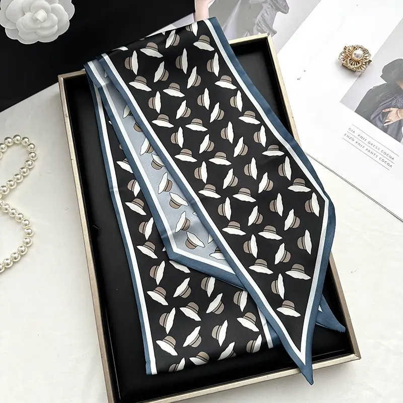 Long Silk Scarf Hair Belt Women Spring Autumn Matching Set